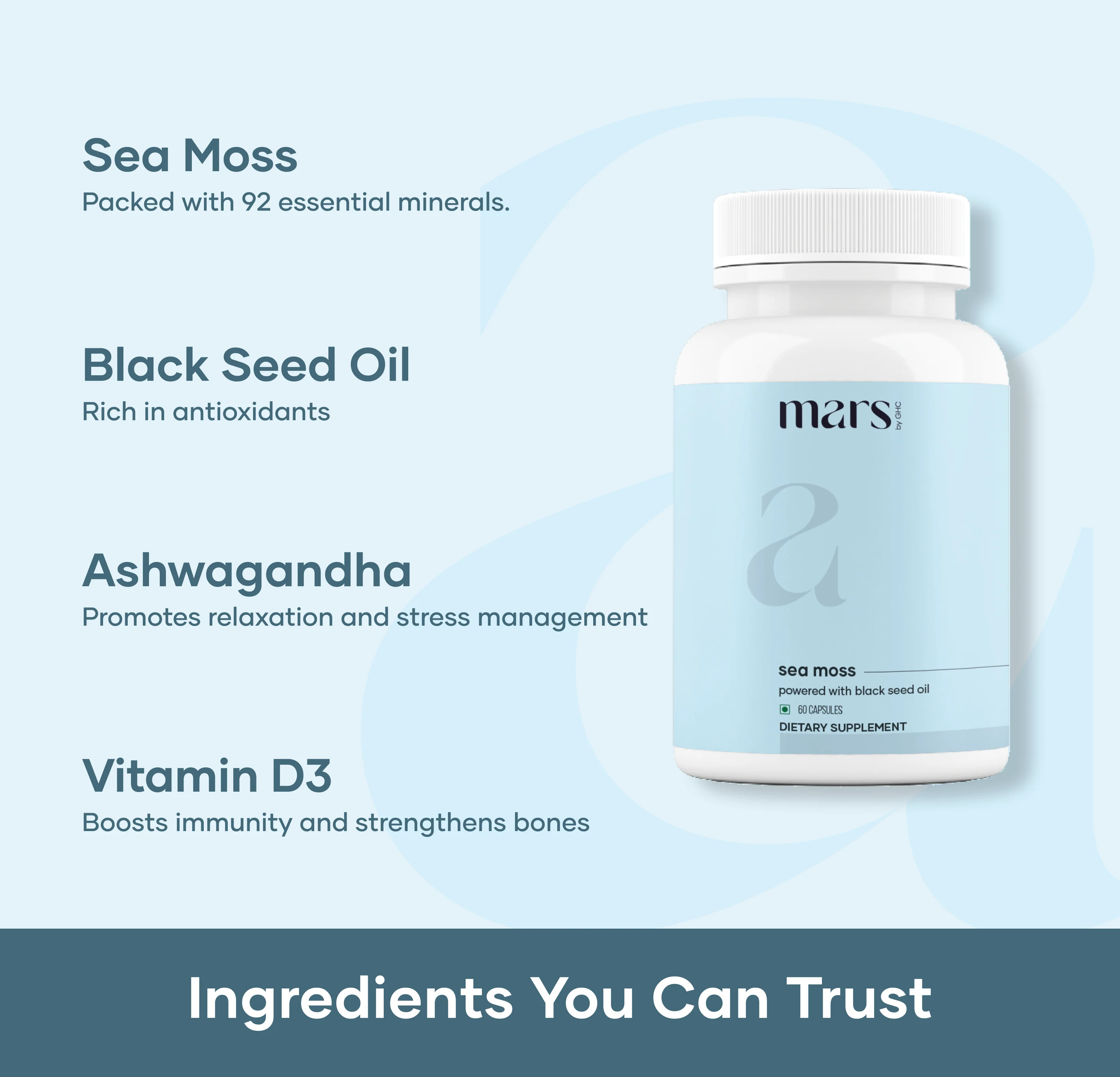 Mars Natural Sea Moss Caps: Powered with Ashwagandha, Black Seed, & Vitamin D3 2 Mars Natural Sea Moss Caps: Powered with Ashwagandha, Black Seed, & Vitamin D3