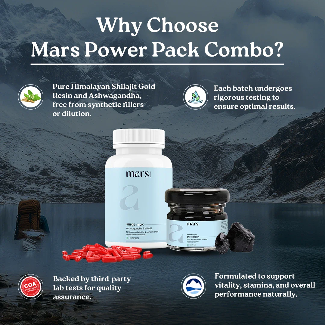 Mars Power Pack: Pure Himalayan Shilajit Gold Resin & Natural Ashwagandha Caps 2 Mars Power Pack: Pure Himalayan Shilajit Gold Resin & Natural Ashwagandha Caps