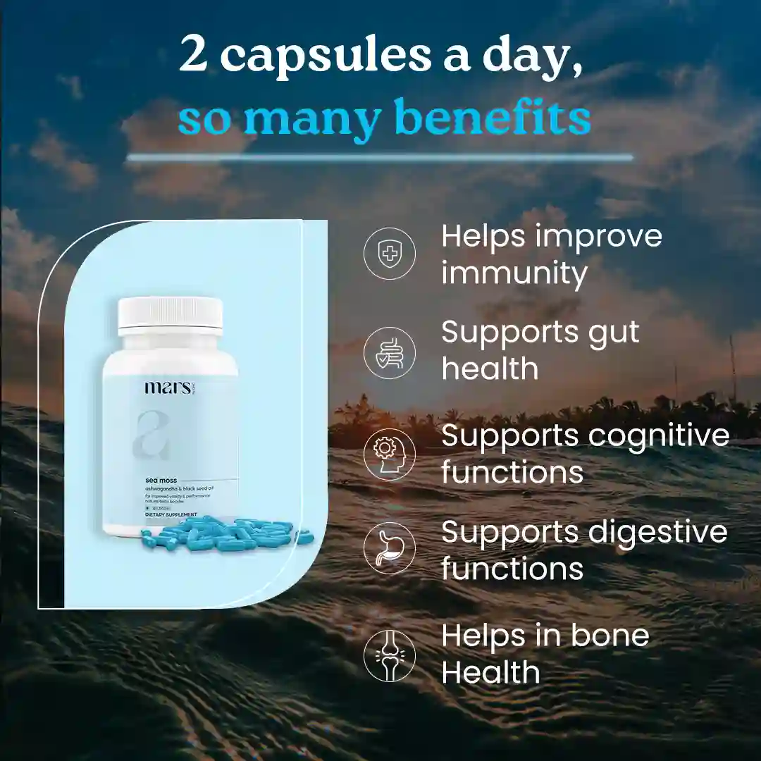 Mars Natural Sea Moss Caps: Powered with Ashwagandha, Black Seed, & Vitamin D3 2 Mars Natural Sea Moss Caps: Powered with Ashwagandha, Black Seed, & Vitamin D3