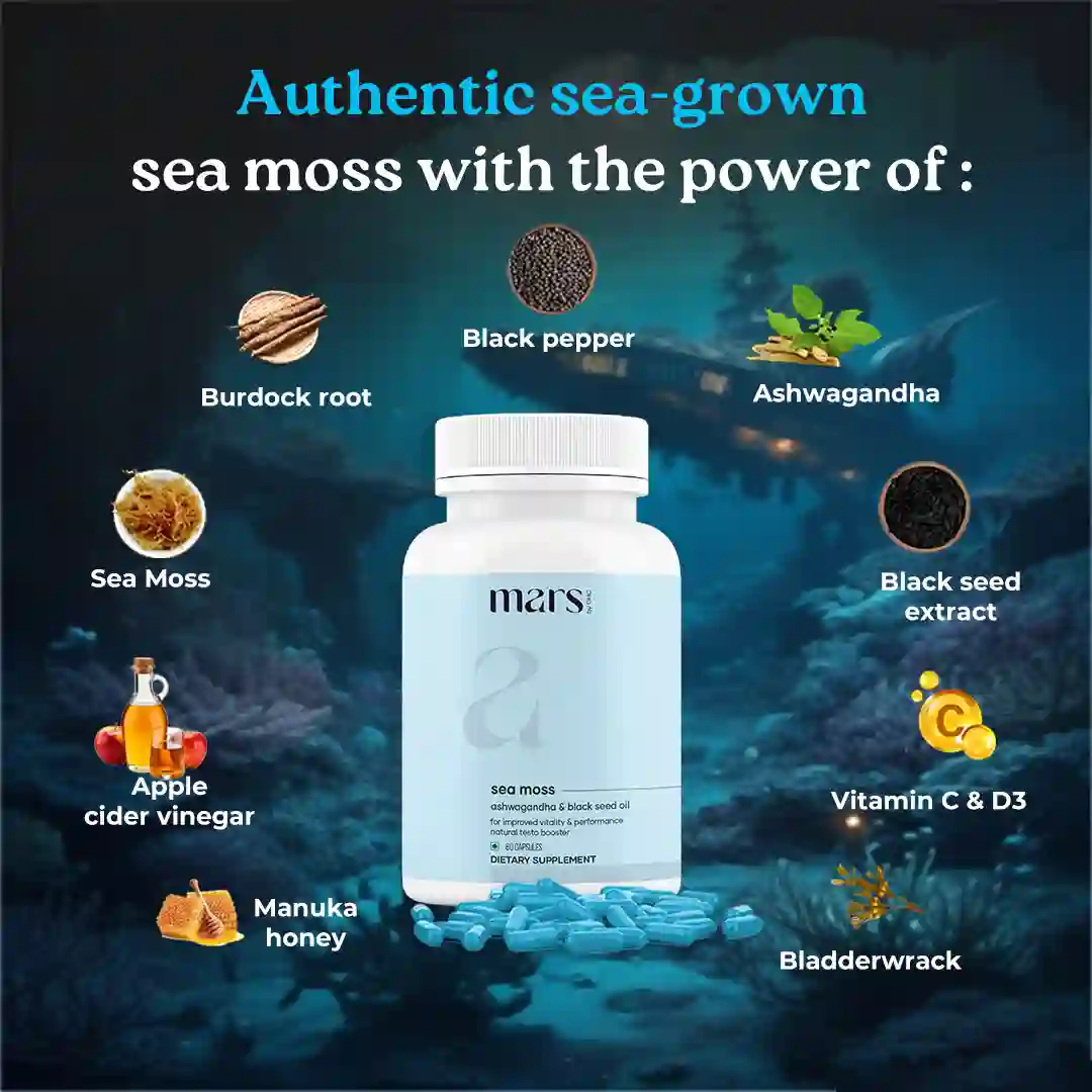 Mars Natural Sea Moss Caps: Powered with Ashwagandha, Black Seed, & Vitamin D3 3 Mars Natural Sea Moss Caps: Powered with Ashwagandha, Black Seed, & Vitamin D3
