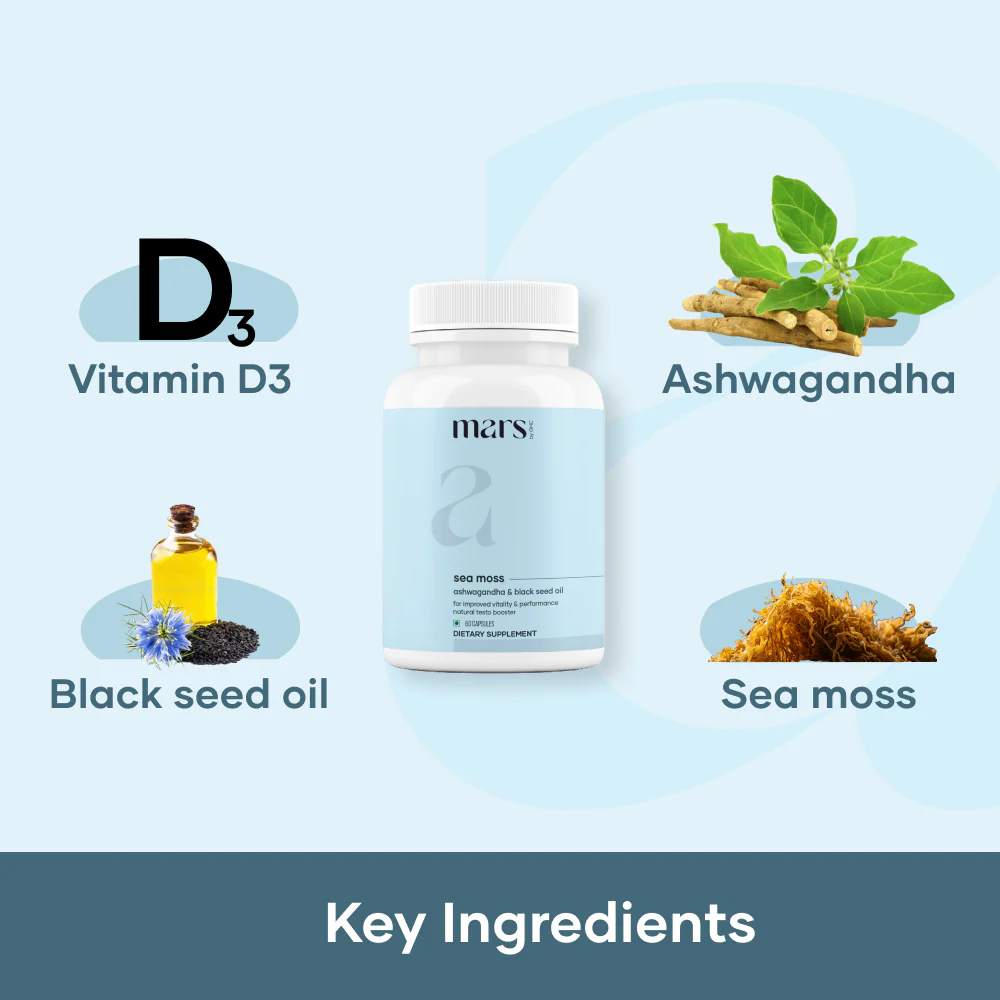 Mars Natural Sea Moss Caps: Powered with Ashwagandha, Black Seed, & Vitamin D3 4 Mars Natural Sea Moss Caps: Powered with Ashwagandha, Black Seed, & Vitamin D3