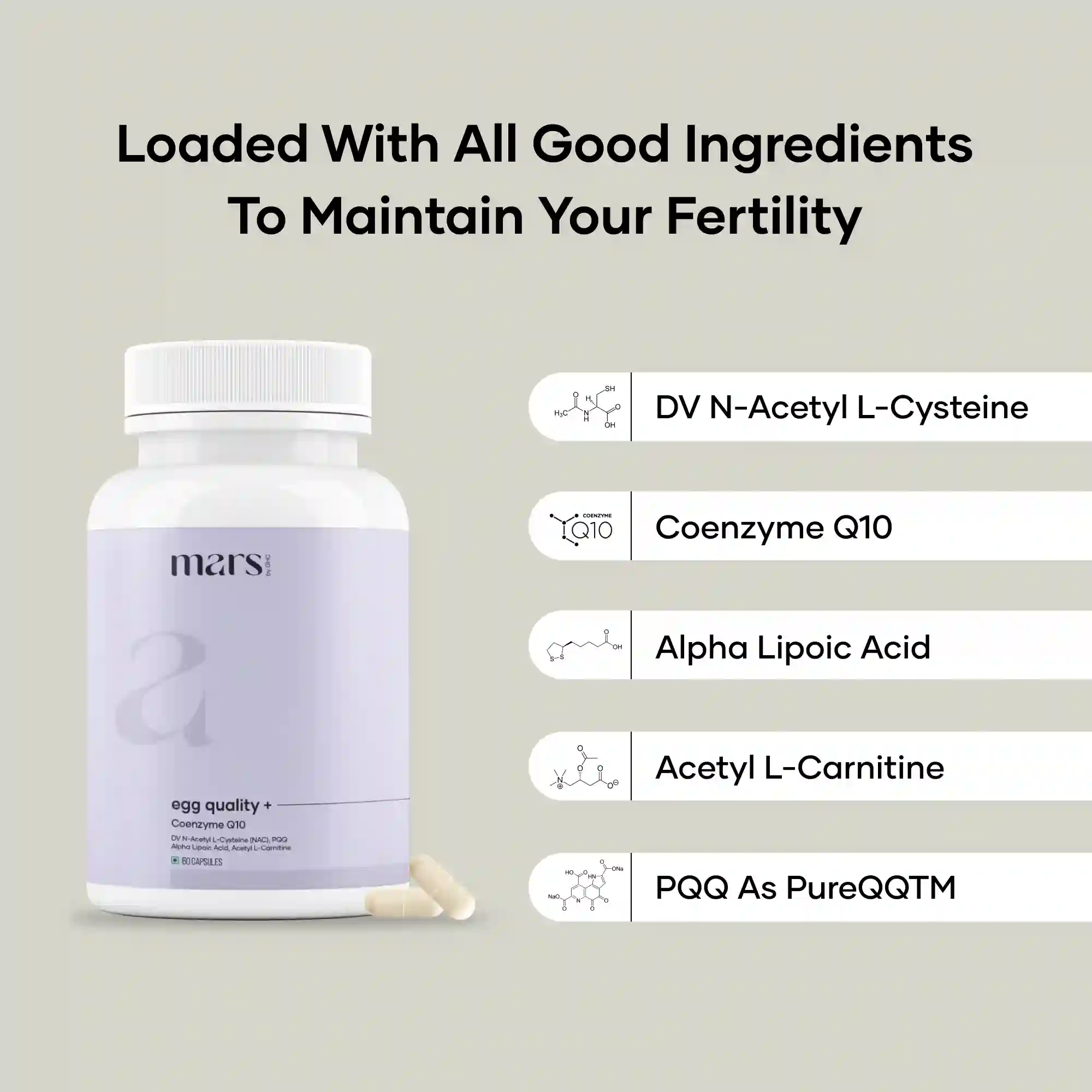 Mars Egg Quality+ Capsules with CoQ10, Alpha Lipoic Acid - Cellular Vitality, Ovarian Health & Egg Quality Support 2 Mars Egg Quality+ Capsules with CoQ10, Alpha Lipoic Acid - Cellular Vitality, Ovarian Health & Egg Quality Support