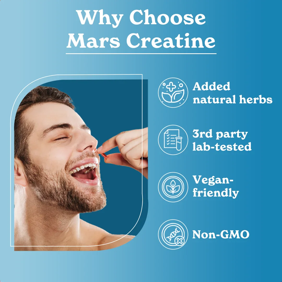 Mars Micronized Creatine Monohydrate Caps: Powered with Shilajit for Muscle strength, Power & Stamina 12 Mars Micronized Creatine Monohydrate Caps: Powered with Shilajit for Muscle strength, Power & Stamina