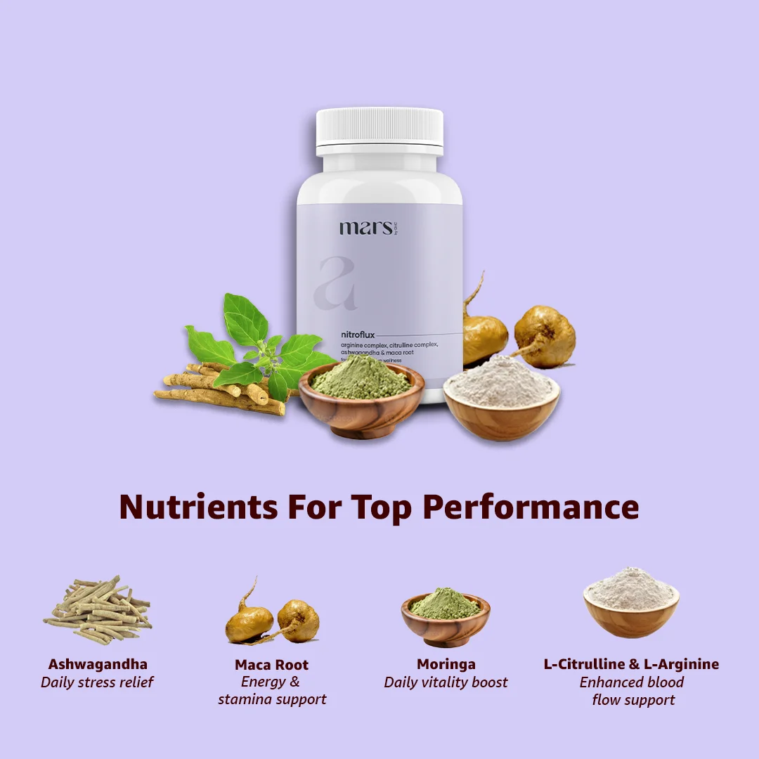 Mars NitroFlux Capsules with L-Arginine, L-Citrulline & Adaptogens – Blood Flow, Pump & Performance Support (60N) 10 Mars NitroFlux Capsules with L-Arginine, L-Citrulline & Adaptogens – Blood Flow, Pump & Performance Support (60N)