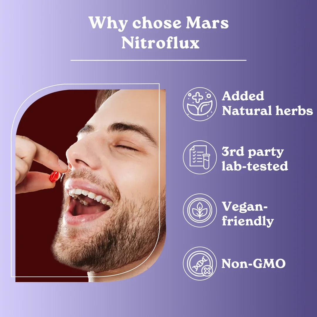 Mars NitroFlux Capsules with L-Arginine, L-Citrulline & Adaptogens – Blood Flow, Pump & Performance Support (60N) 12 Mars NitroFlux Capsules with L-Arginine, L-Citrulline & Adaptogens – Blood Flow, Pump & Performance Support (60N)