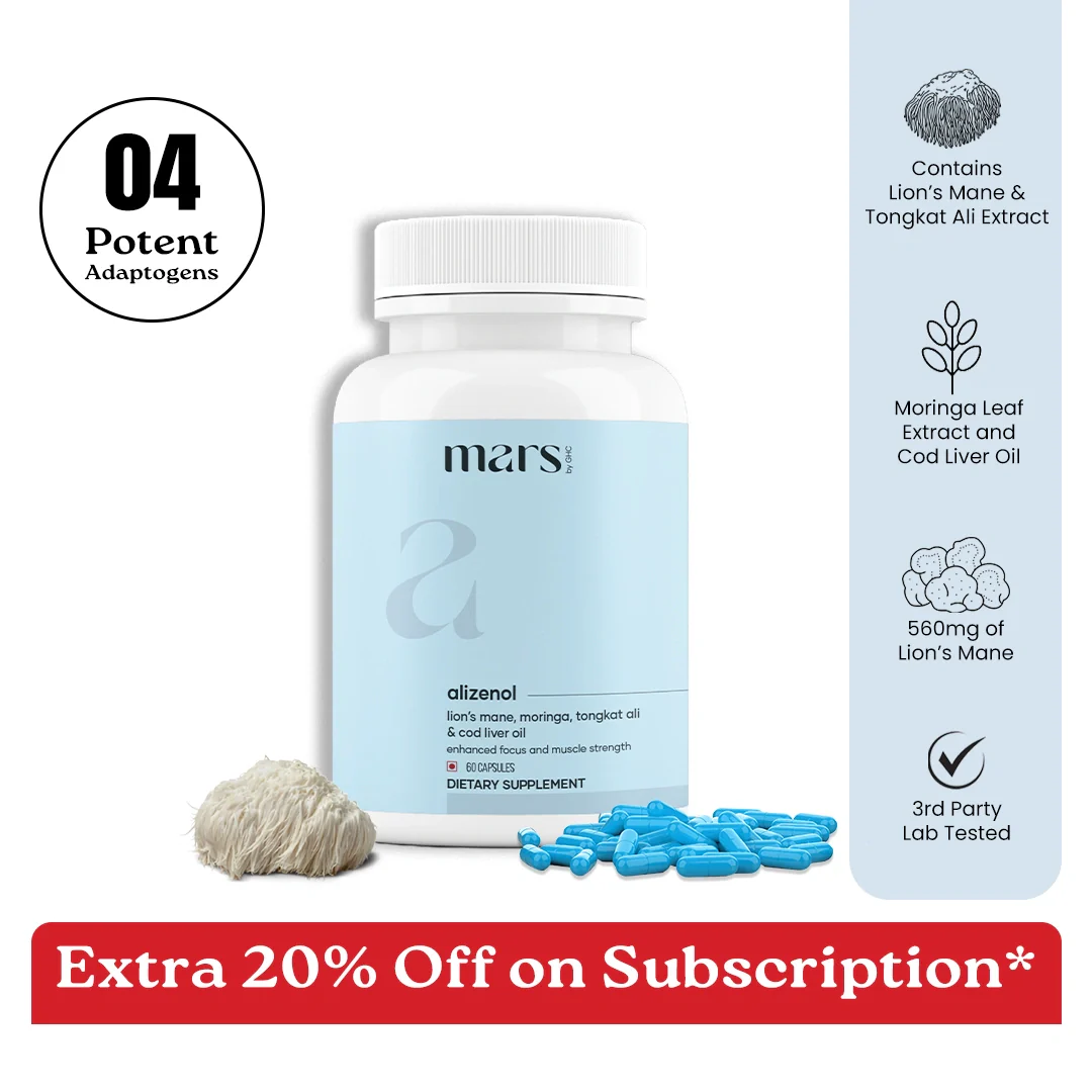 Mars Alizenol Capsules with Lion’s Mane, Tongkat Ali & Cod Liver Oil - Drive, Stamina & Testosterone Support