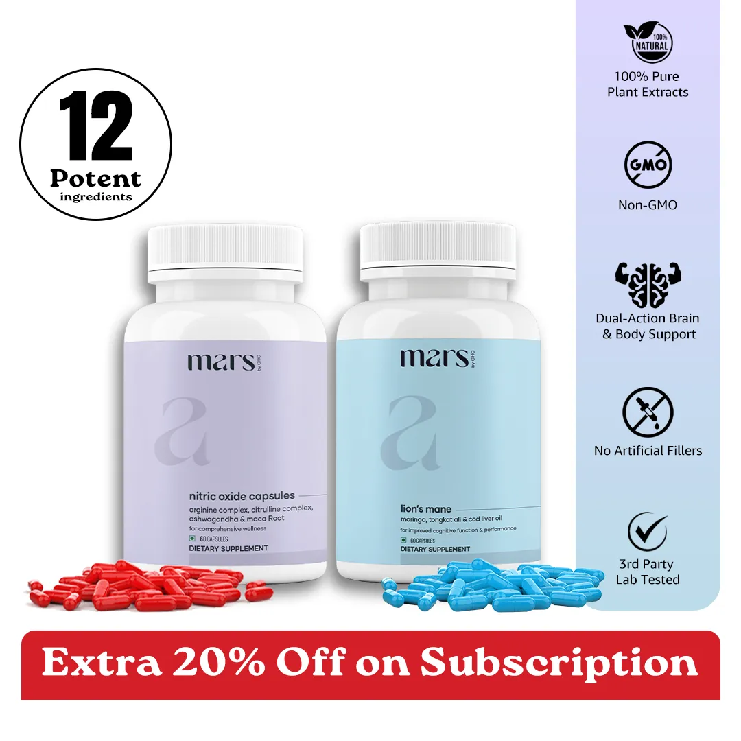 Mars Vitality Max - A Lion’s Mane & Nitric Oxide Combo for Better Stamina, Testosterone Support & Performance
