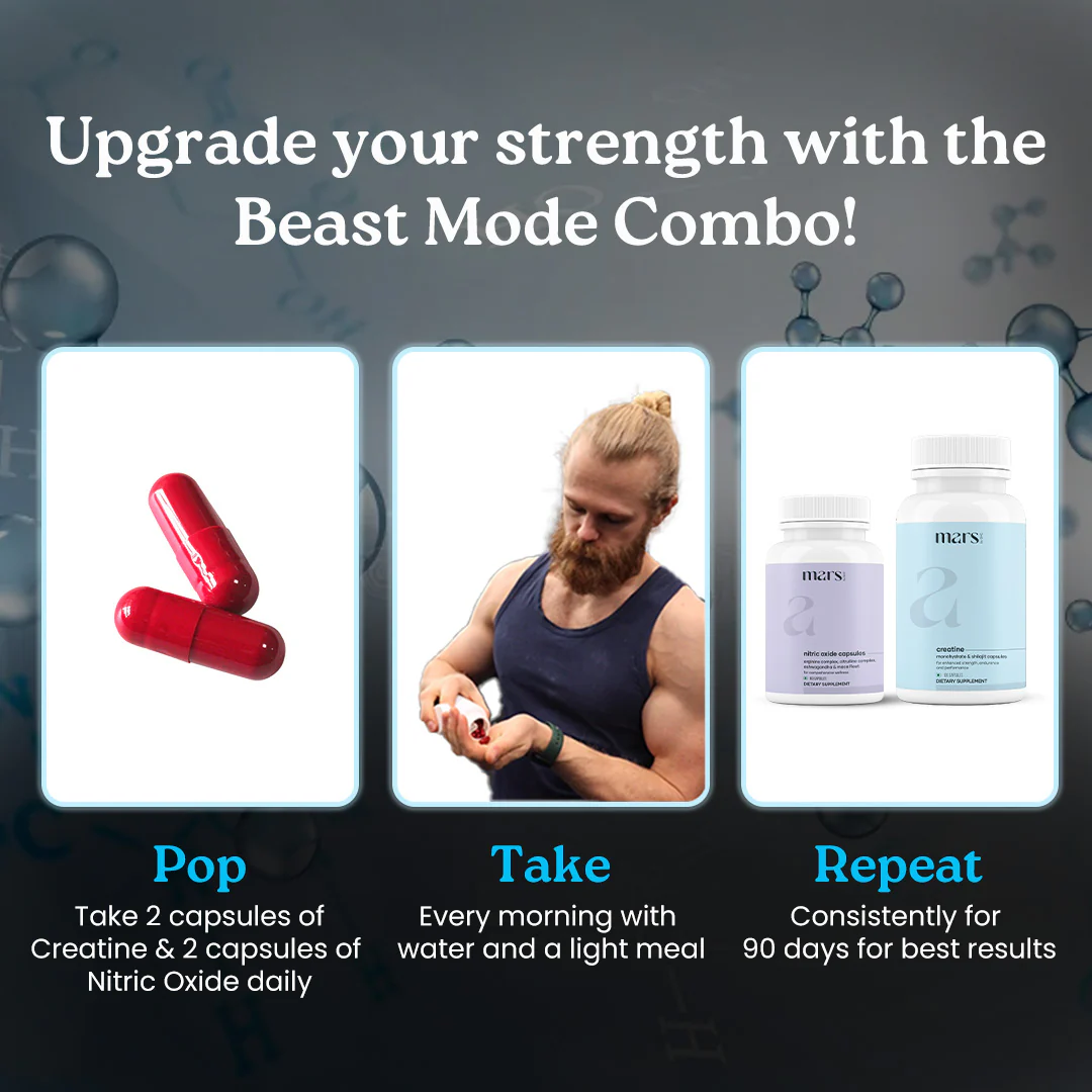 Beast Mode Combo: Powered by Nitric Oxide & Creatine Capsules 5 Beast Mode Combo: Powered by Nitric Oxide & Creatine Capsules