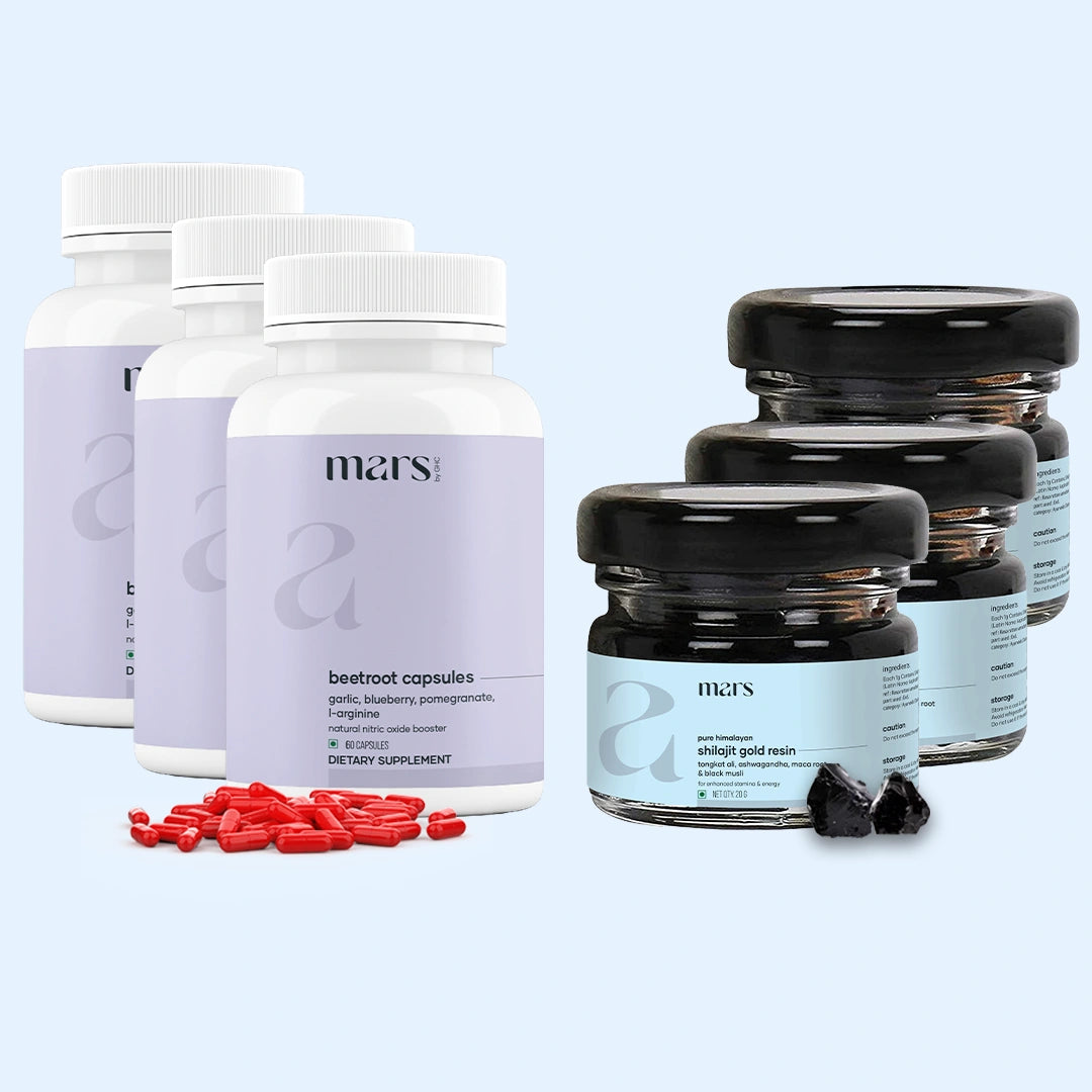 Mars Nitric Gold Combo : Mars Beetroot Nitric Oxide Booster & Mars Pure Himalayan Shilajit Gold Resin 11 3