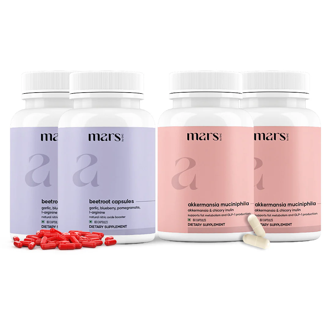 FusionFlow GLP-1 Combo: Mars Beetroot Nitric Oxide Booster & Mars Akkermansia Muciniphila Capsules 6 FusionFlow GLP-1 Combo: Mars Beetroot Nitric Oxide Booster & Mars Akkermansia Muciniphila Capsules