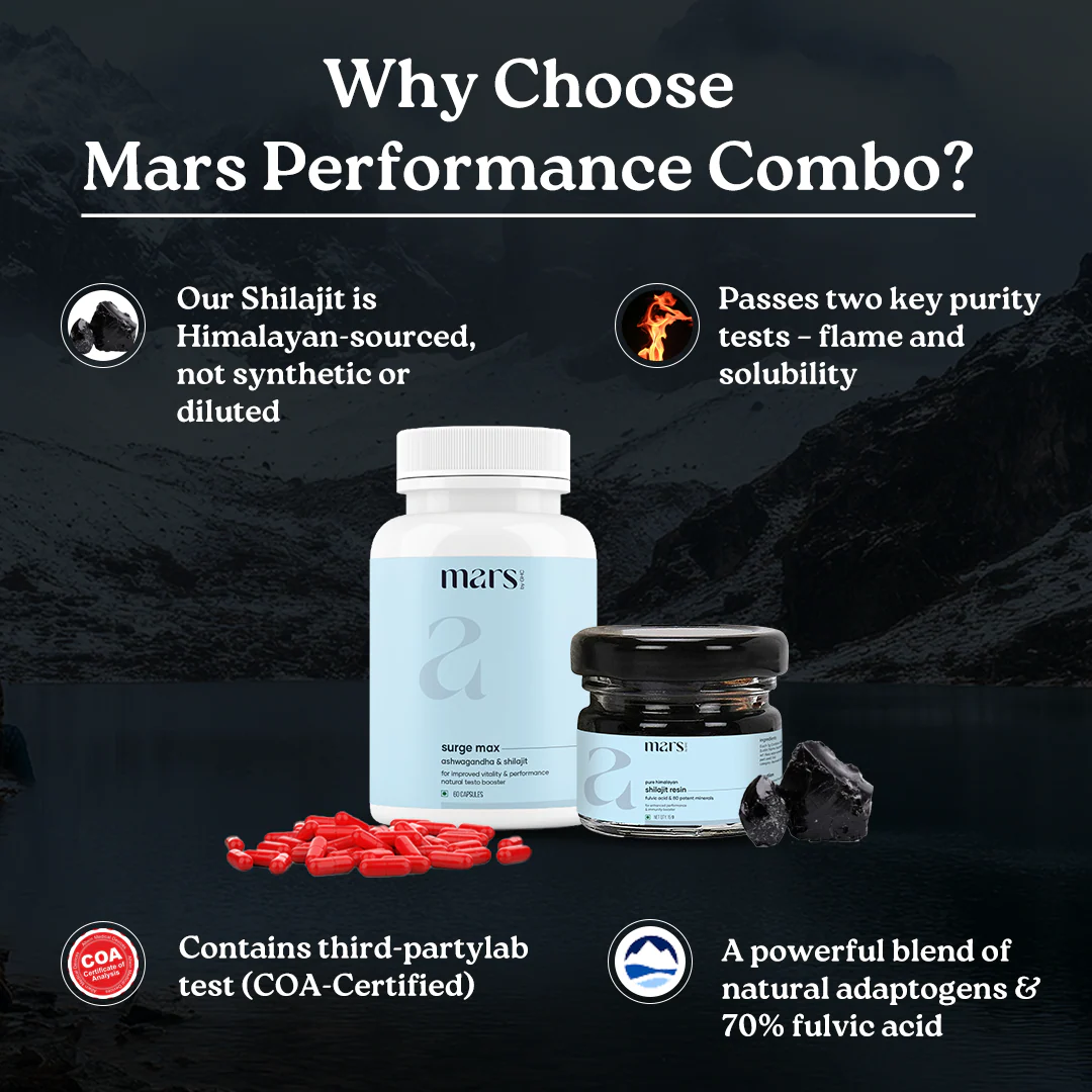 Performance Combo: Powered by Pure Himalayan Shilajit Resin & Natural Ashwagandha Capsules 5 Performance Combo: Powered by Pure Himalayan Shilajit Resin & Natural Ashwagandha Capsules
