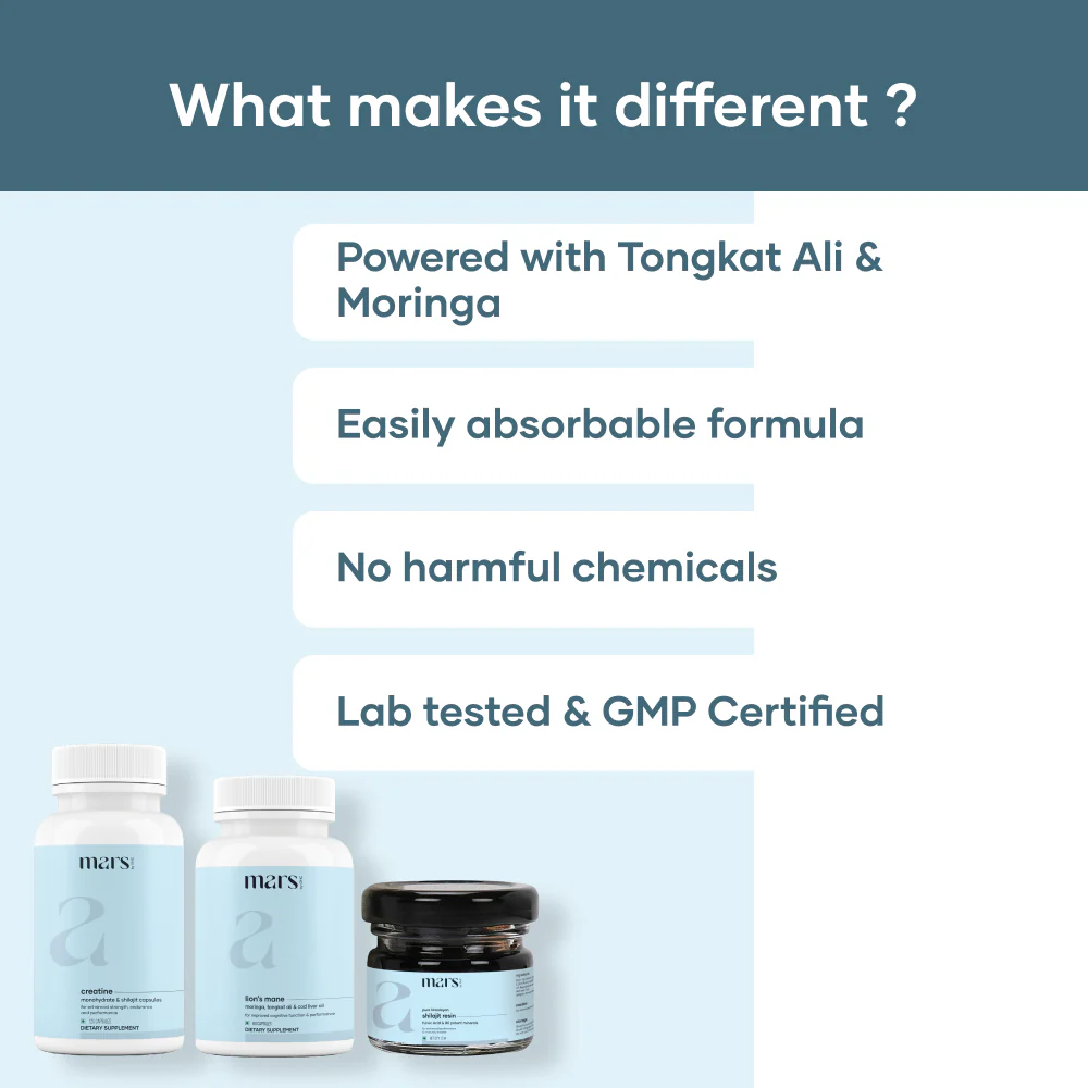 Mars Strength & Stamina Combo: Lion's Mane Caps, Pure Himalayan Shilajit Resin & Micronized Creatine Monohydrate Caps 6 Mars Strength & Stamina Combo: Lion's Mane Caps, Pure Himalayan Shilajit Resin & Micronized Creatine Monohydrate Caps