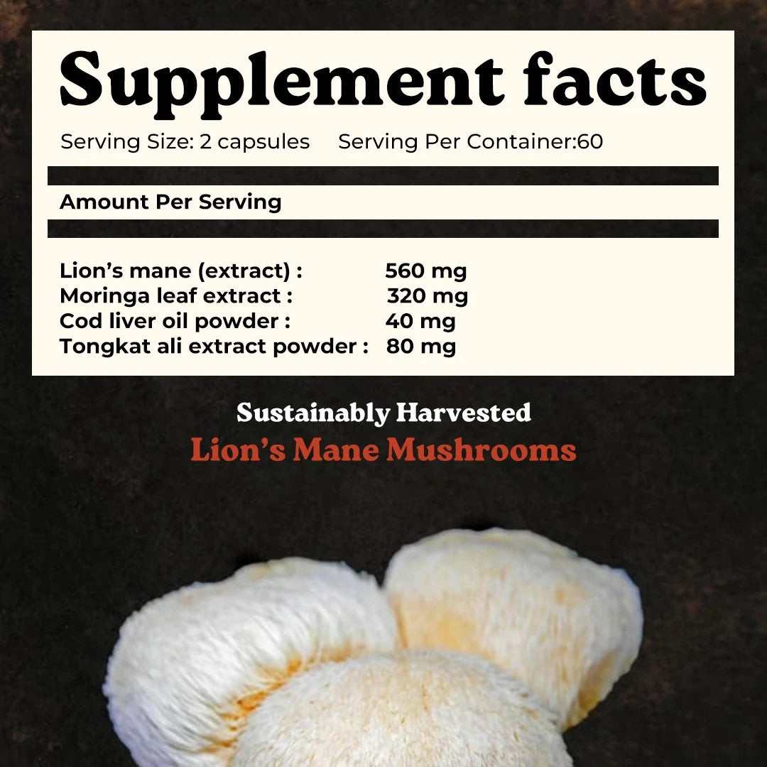 Mars Pure Lion's Mane Caps: Powered with Moringa, Tongkat Ali & Cod Liver Oil (60 N) 3 Mars Pure Lion's Mane Caps: Powered with Moringa, Tongkat Ali & Cod Liver Oil (60 N)