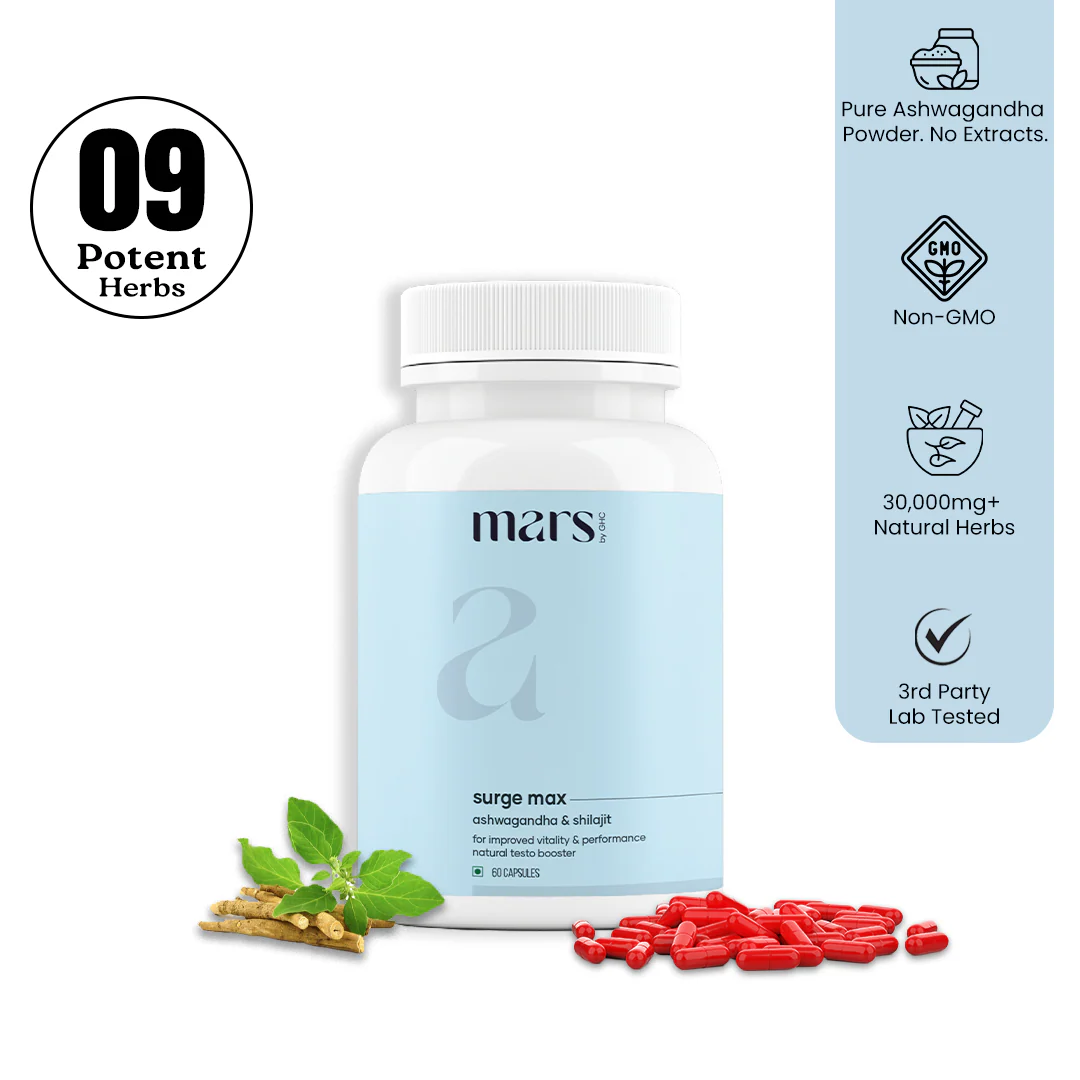 Mars Natural Ashwagandha Caps: Powered with Shilajit & Safed Musli