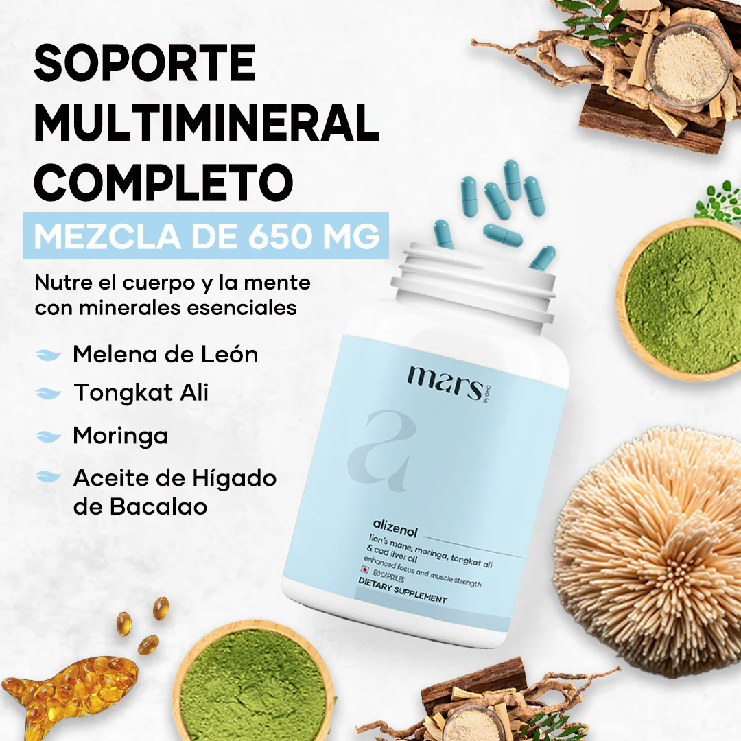 Mars Alizenol - Potenciado por Tongkat Ali, Moringa y Melena de León 2 Mars Alizenol - Potenciado por Tongkat Ali, Moringa y Melena de León