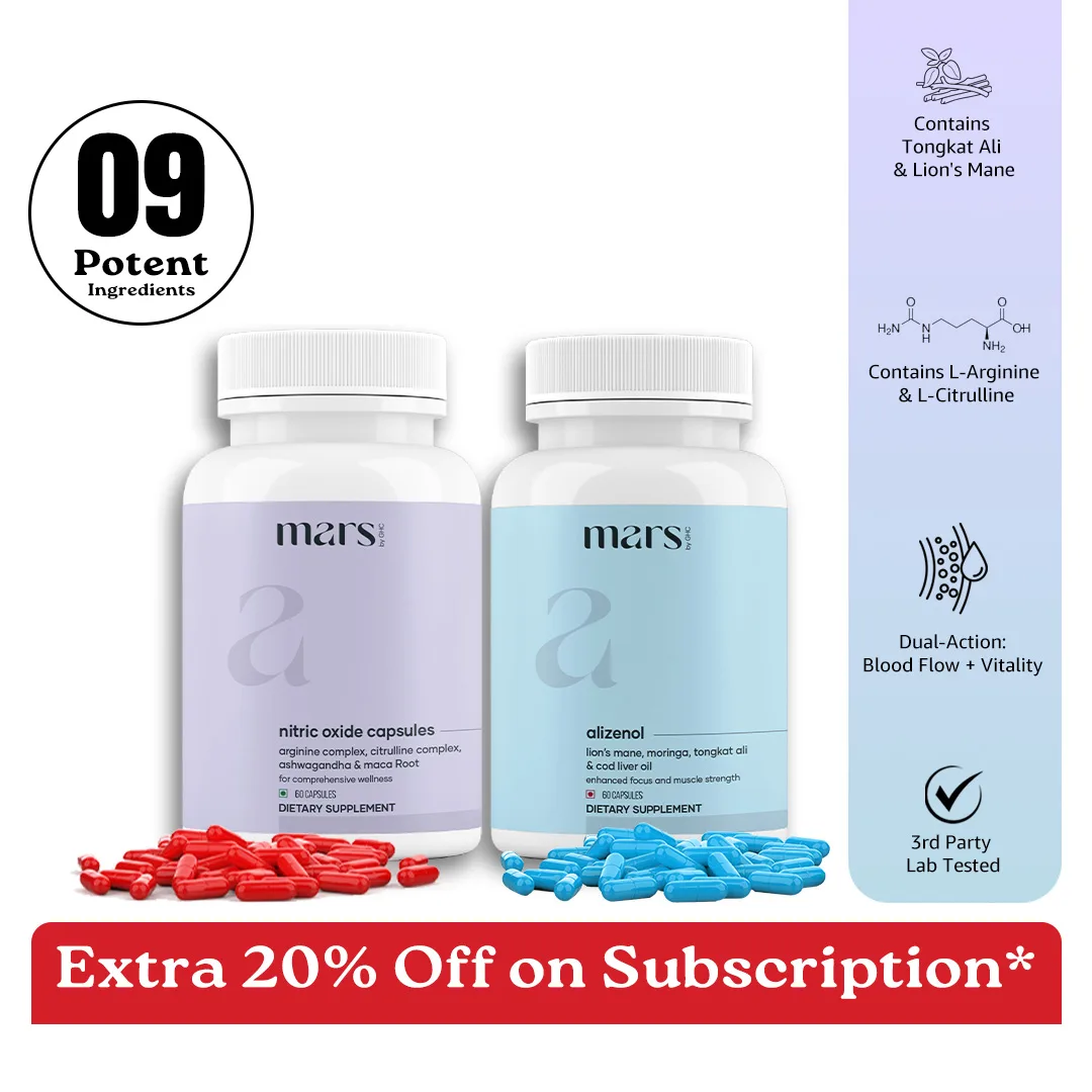 Mars Muscle Max Combo with Nitric Oxide Boosters & Lion’s Mane – Circulation, Energy & Testosterone