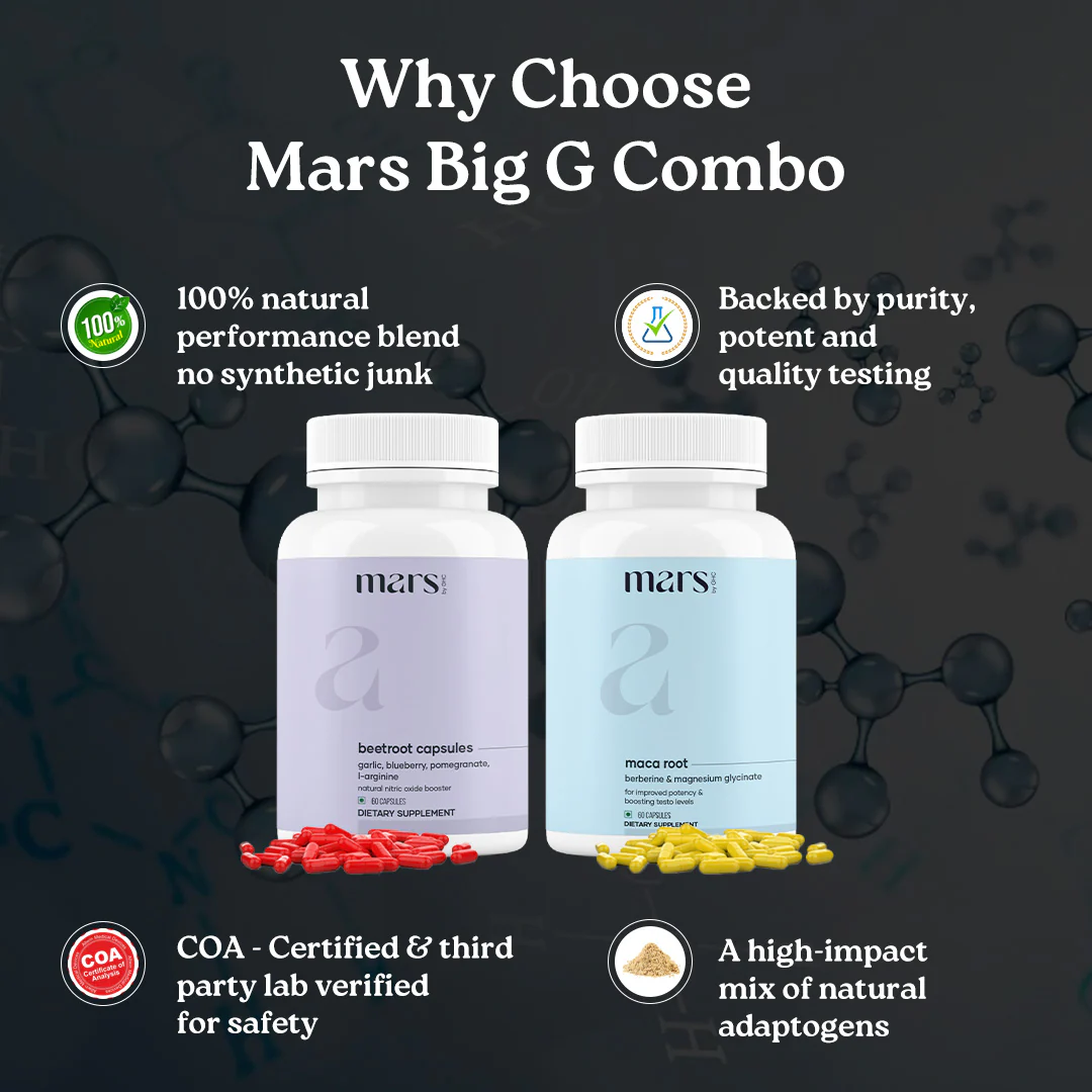 Mars Big G Combo: Powered by Nitric Oxide Booster & Maca Root Capsules 2 Mars Big G Combo: Powered by Nitric Oxide Booster & Maca Root Capsules