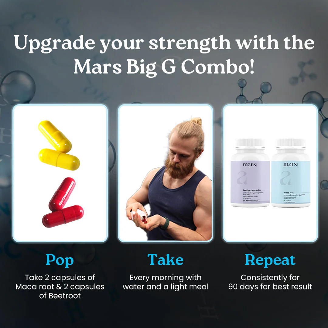 Mars Big G Combo: Powered by Nitric Oxide Booster & Maca Root Capsules 4 Mars Big G Combo: Powered by Nitric Oxide Booster & Maca Root Capsules