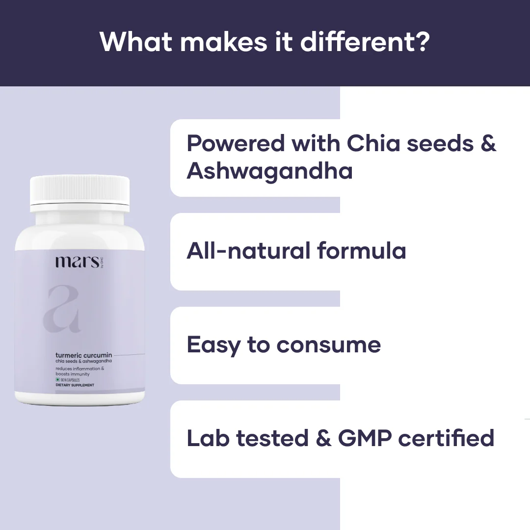 Mars Turmeric Curcumin Caps: Powered with Chia Seeds & Ashwagandha 3 Mars Turmeric Curcumin Caps: Powered with Chia Seeds & Ashwagandha